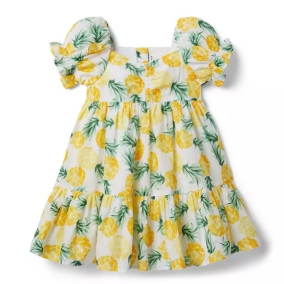 Janie and Jack Pineapple Puff Sleeve Dress size 3 - Picture 1 of 7